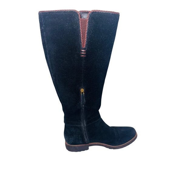 Franco Sarto Black Leather Suede Tall Riding Boots 10 Quiet Luxury Boho Cottage - Picture 7 of 15